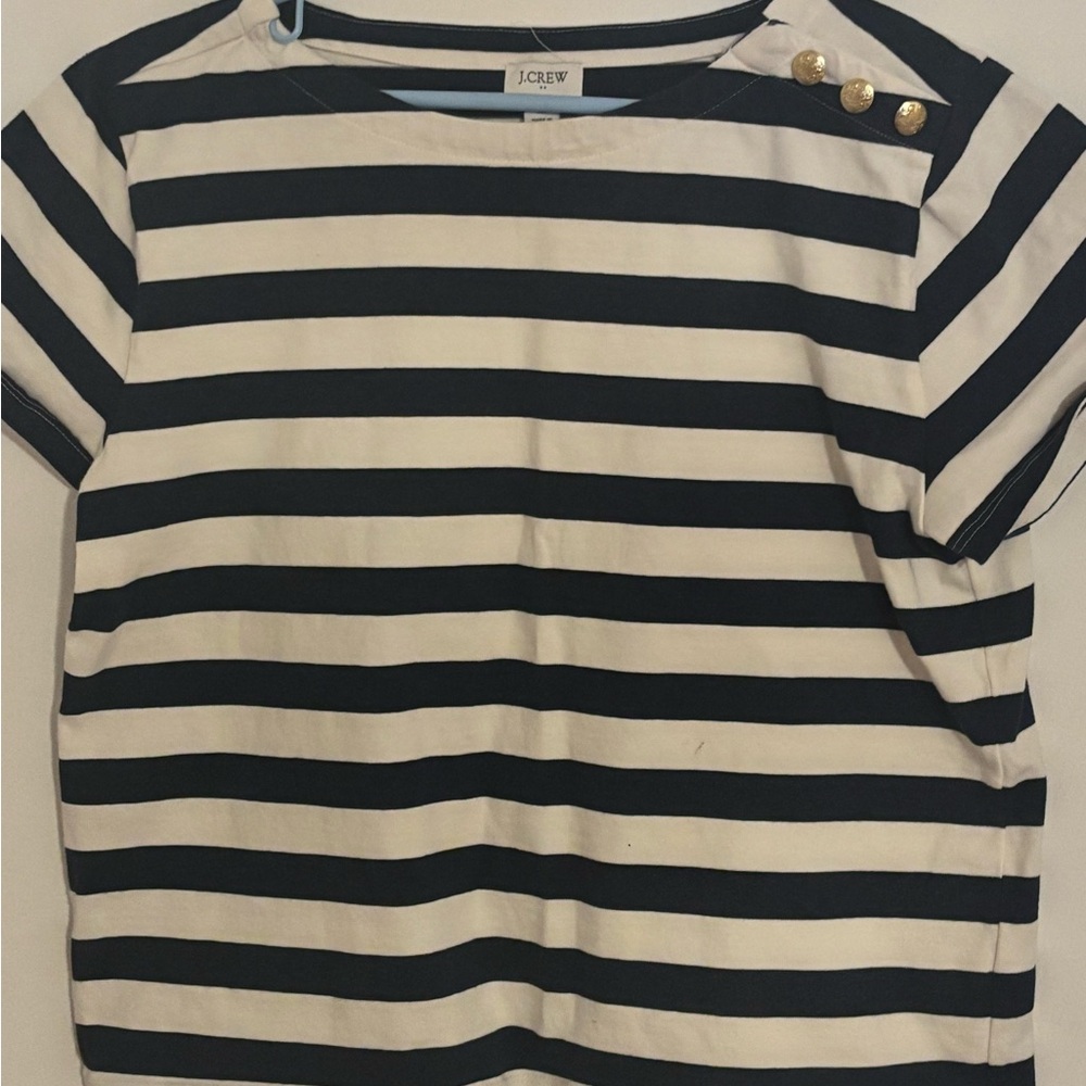 J. Crew Navy and White Striped Short Sleeve Tee